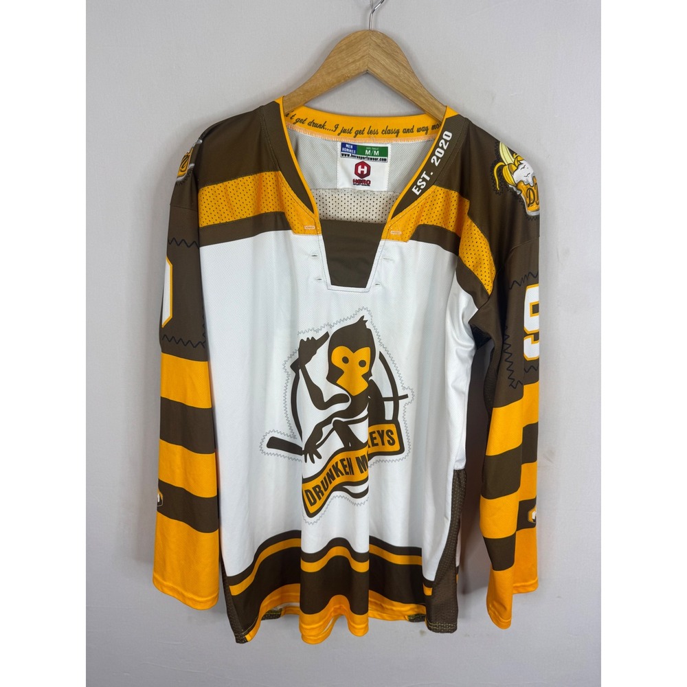 Hero Sportswear Drunken Monkeys Hockey Jersey Brown Yellow Dunnett 9 Mens Medium